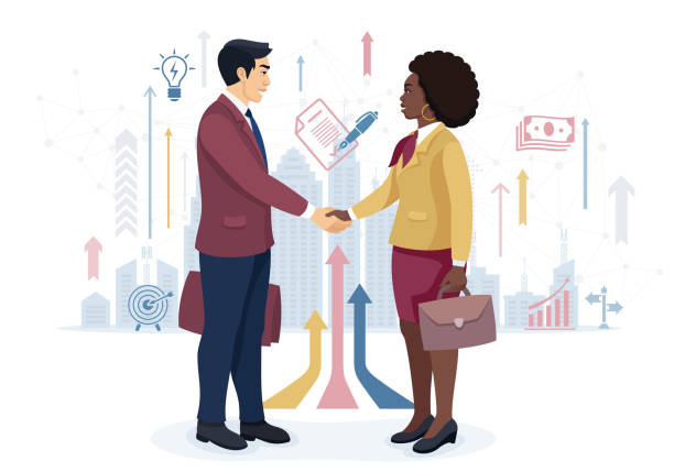 African American businesswoman shaking hands with his colleague.